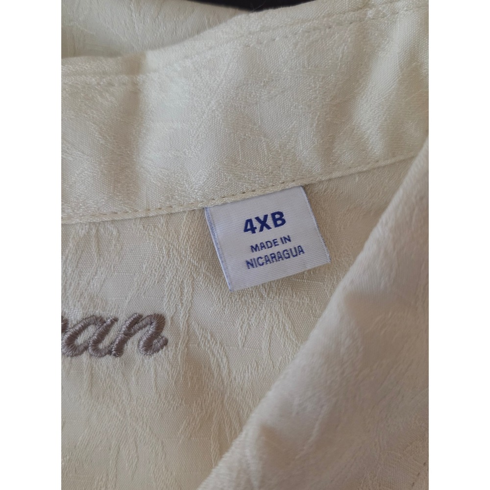 Caribbean Men's button up shirt Size 4XB Big Man Ivory Paradise Palms NWT - Picture 6 of 8